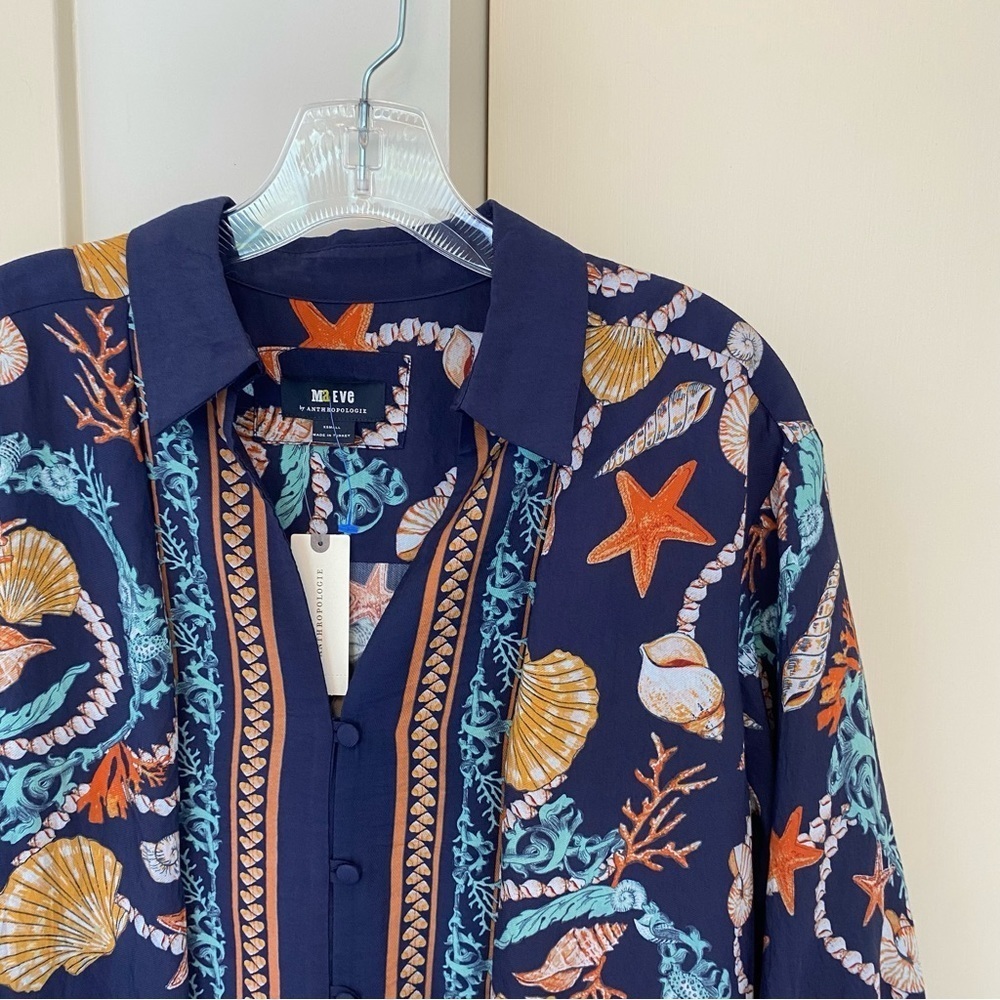 NEW Anthropologie MAEVE Blie Sea Shell Button Up Blouse - Picture 4 of 13